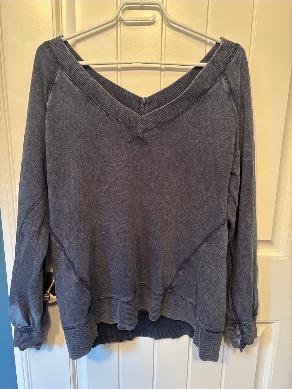 aerie Navy Textured Knit Sweater